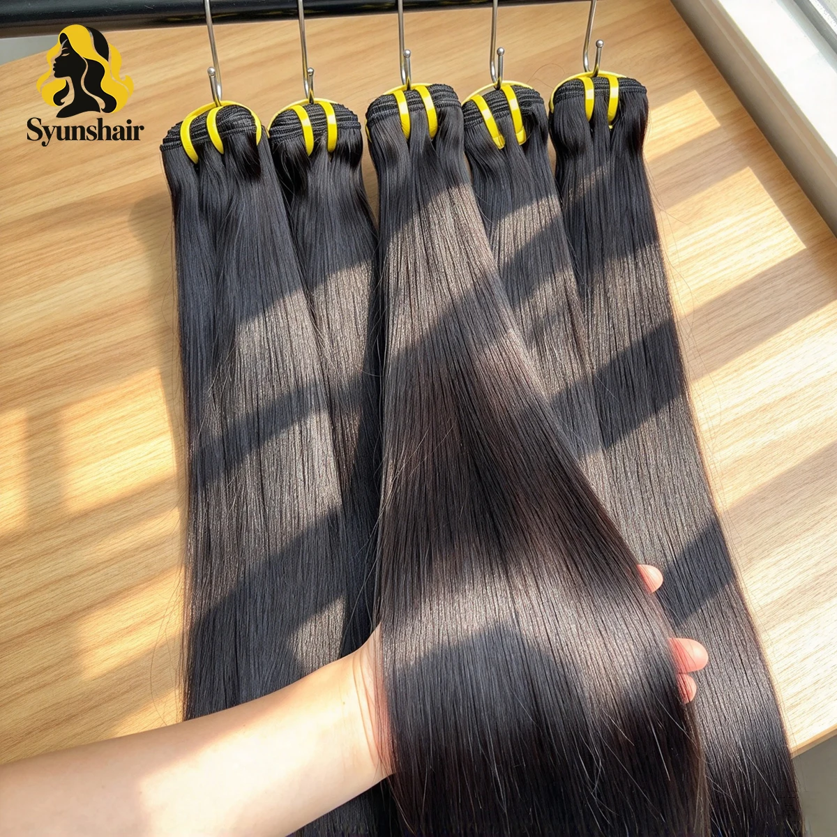 16A, glattes, echtes Haar, doppelt gewebt, unbehandeltes, naturbelassenes Haar, 100 % unbehandelt, zum Einnähen, natürliche Farbe für Damen. – Detail 1