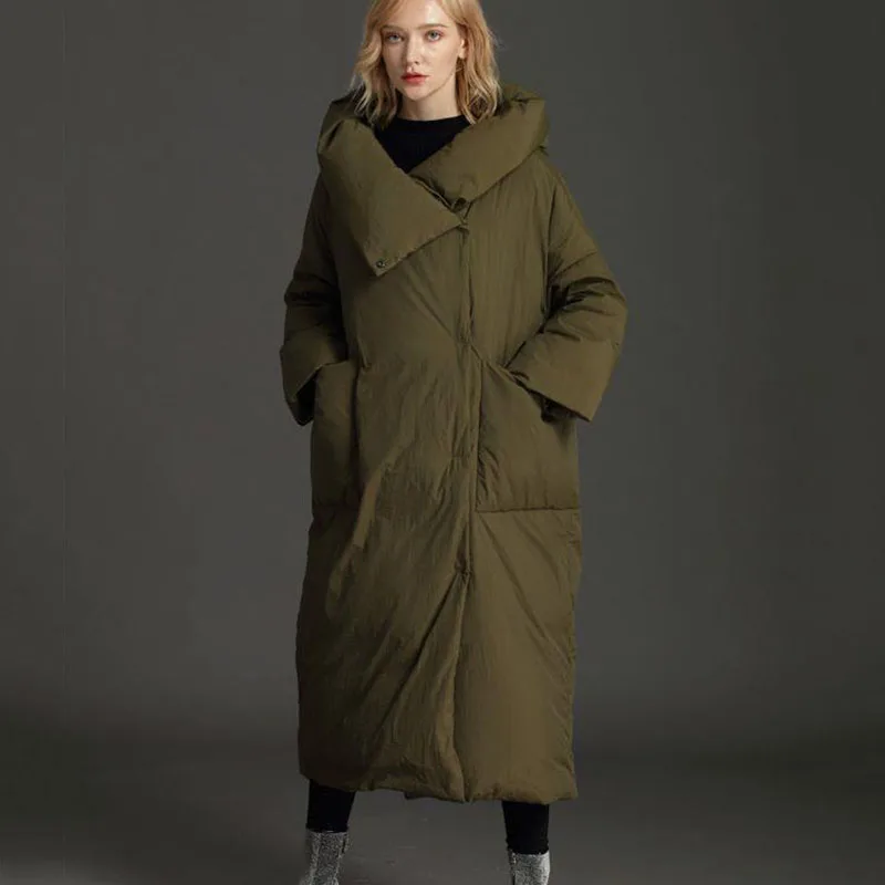 معطف نسائي عالي الجودة بقلنسوة سترة نسائية سفلية 2025 شتاء جديد 90 أبيض بطة أسفل سترة نسائية فضفاضة دافئة H670