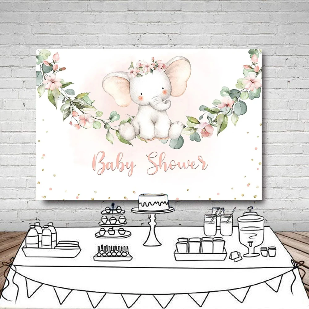 Cute Elephant Background Cloth Baby Shower Gender Revealing Party Decoration Newborn Portrait Photography Background Props