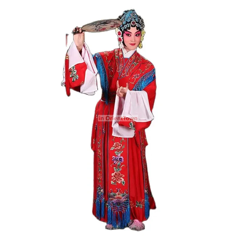 امرأة ملابس الرقص الكلاسيكي ملابس الدراما الصينية Huangmei أوبرا زي المطرزة الزهور فستان أداء المرحلة الملكية Hanfu