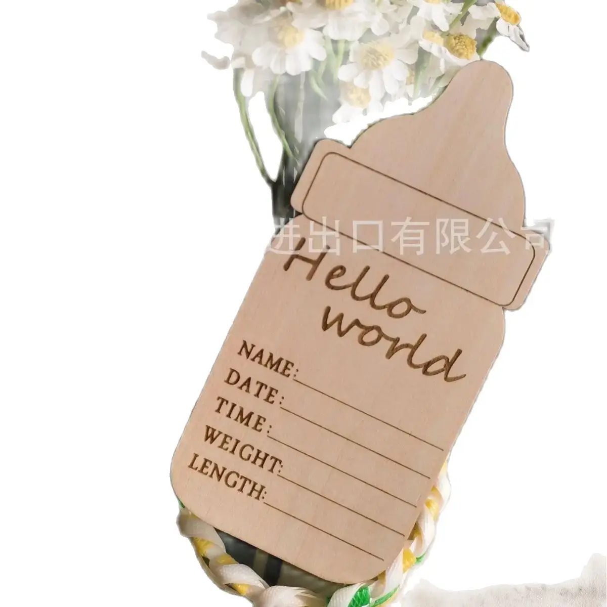 10pcs wood Baby Announcement nursing bottle tag newborn gift milestone