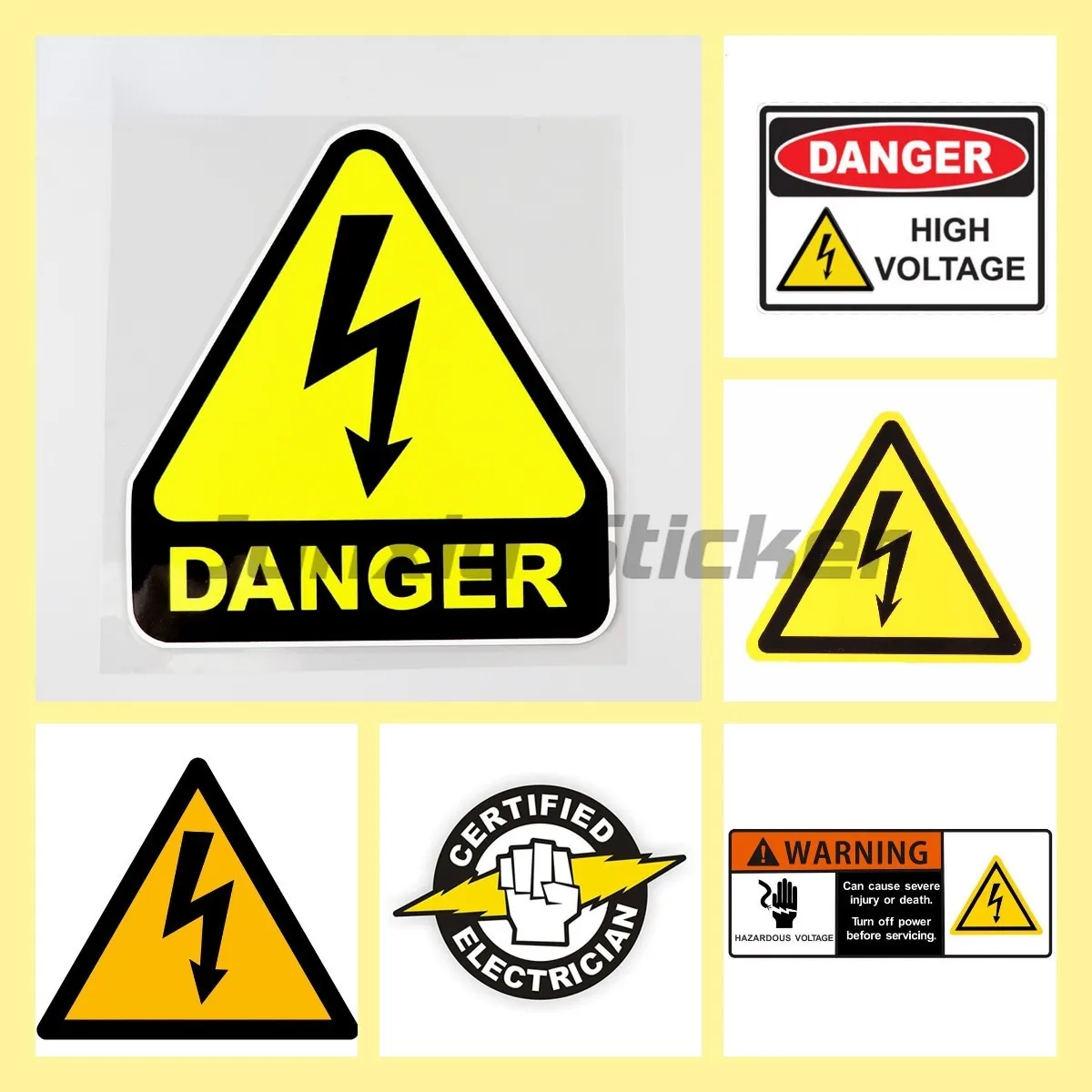 High Voltage Hazard Be careful there is electricity Warning Decal PVC Car Sticker