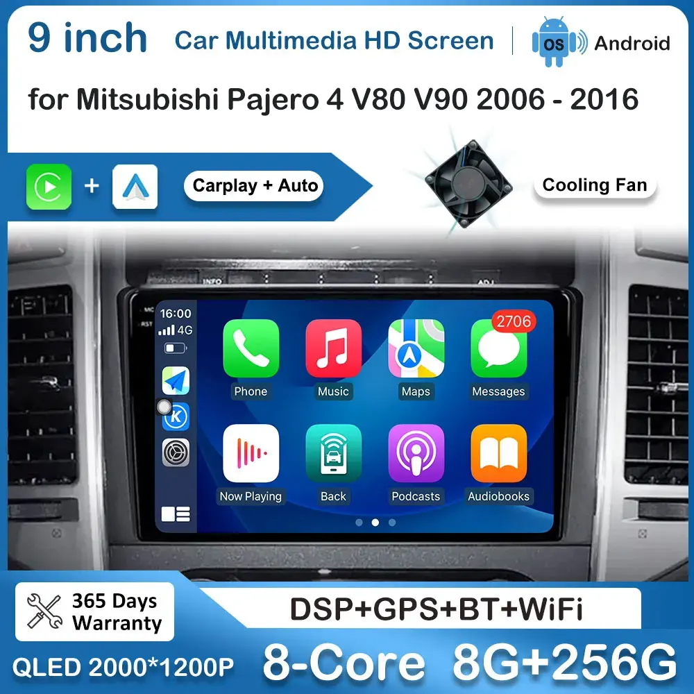 

Car Multimedia Radio Player 9 '' Android System for Mitsubishi Pajero 4 V80 V90 2006 - 2014 GPS Navigation DSP WiFi Touch Screen