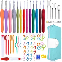 BUDDUR Crochet Knitting Needles Kit With Storage Bag And Steel Large Eye Blunt Needle For Fabric Weaving DIY Handmade Craft Set