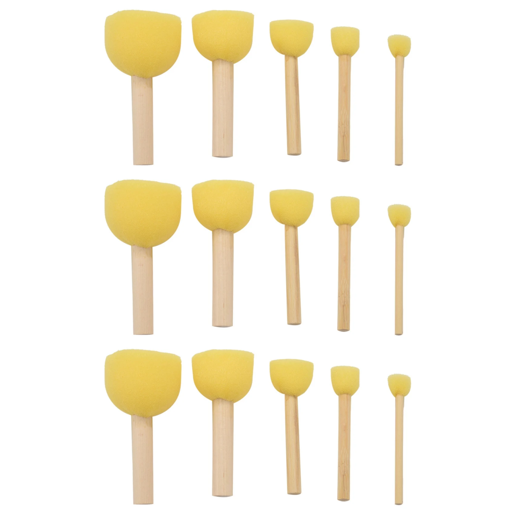 ABRI-Pack Of 90 Round Foam Sponge Paint Brush Set - Stencil Brush Value Pack - 5 Different Sizes - Great For Kids Arts