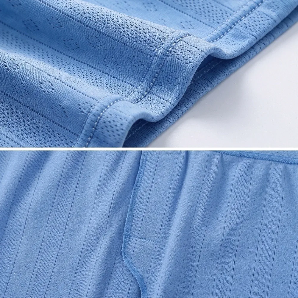 Comfortable Middle Waist Men Stretch Ribbed Home Shorts Breathable Boxers Shorts Trunks Man Casual Sleep Bottoms