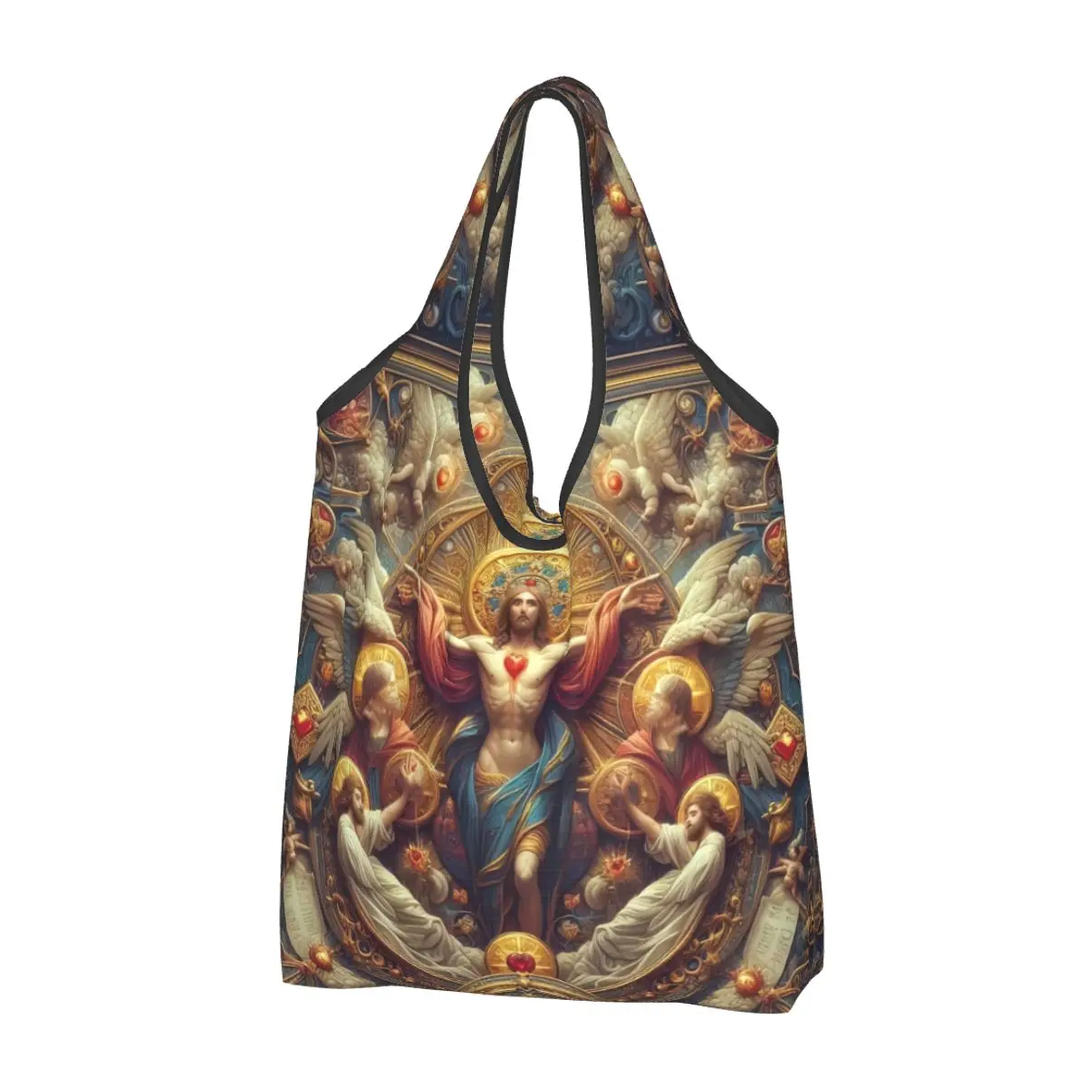 Católico Jesus Christian sacolas de compras, Mantimentos portáteis Shoulder Shopper Bag, Moda personalizada, Jesus católico