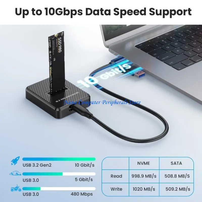 F68C حافظة قرص صلب M.2 سهلة الاستخدام M.2 Nvme إلى محطة إرساء USB C نقل سريع بسرعة 10 جيجابت في الثانية، تستوعب محرك أقراص بسعة