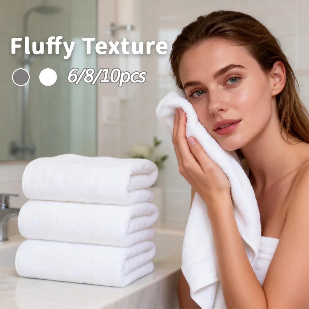 6/8/10 Pcs Coral Fleece Hand Towel Set , Soft Absorbent Skin-Friendly  Face Towels, Ideal for Home Bathroom Gym Hotel Spa Use