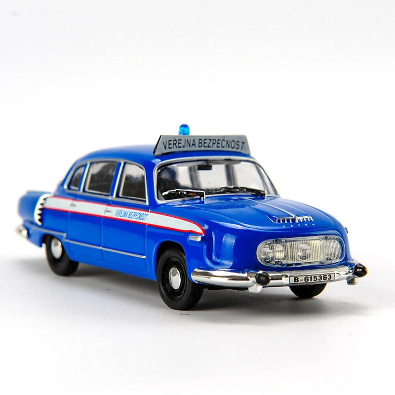 Diecast Alloy 1:43 Tatra 603 Police Blue Car Model  Adult Classic  Collection Static Display Ornament Gift