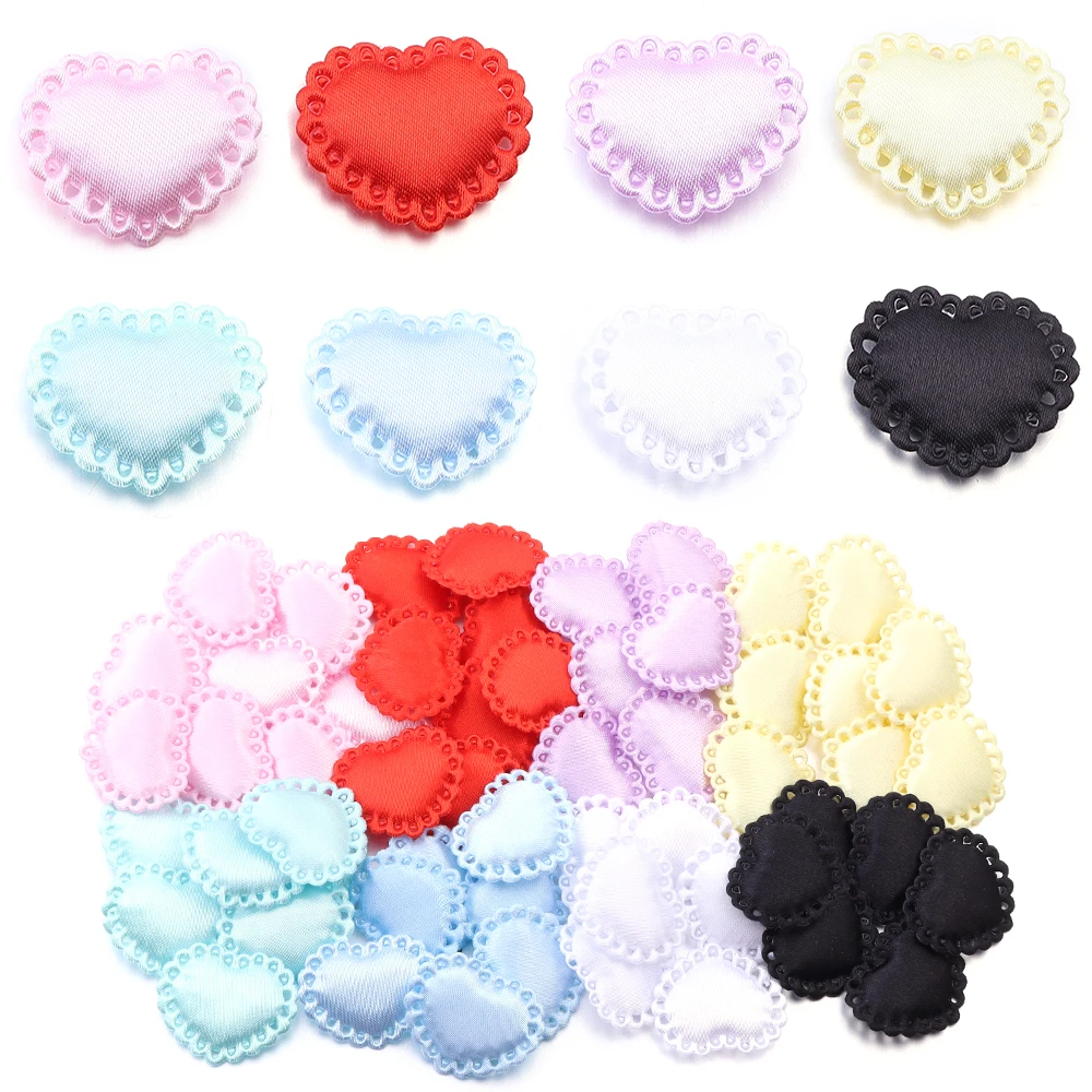 50Pcs/Lot Colorful Fabric Love Heart Petals Sponge Petal Patches For DIY Wedding Party Hairclip Clothing Decoration Supplies image 3