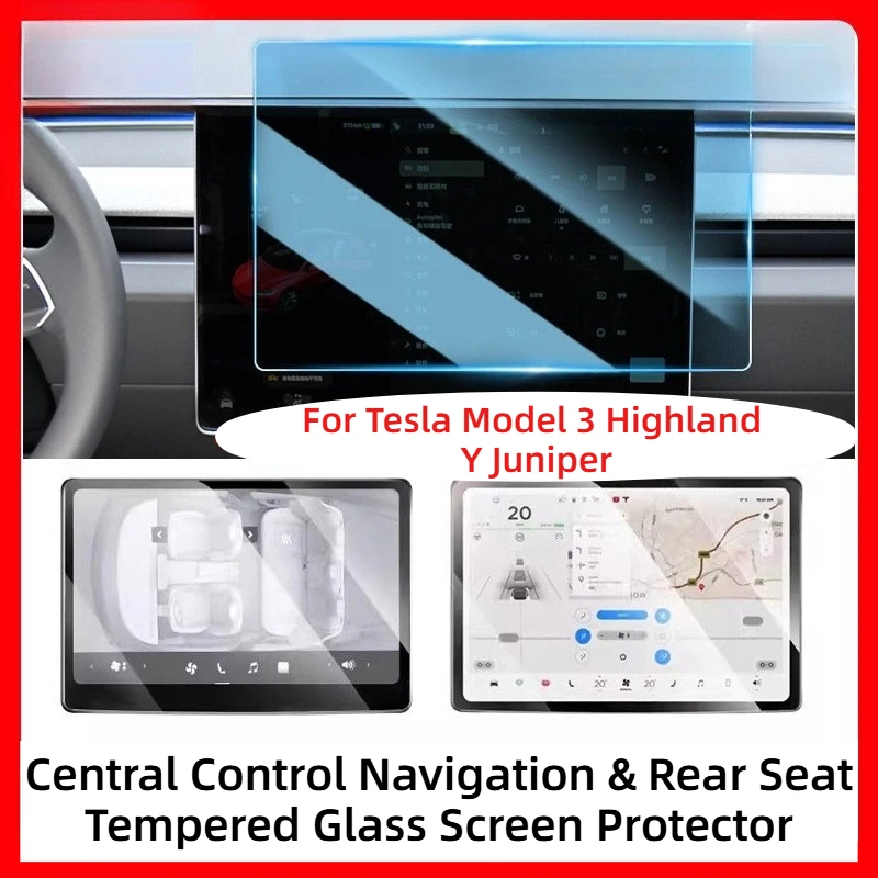 

For Tesla Model Y Juniper/3 Highland Anti-Blue Light Tempered Glass Screen Protector Central Control Navigation Rear AC Displays