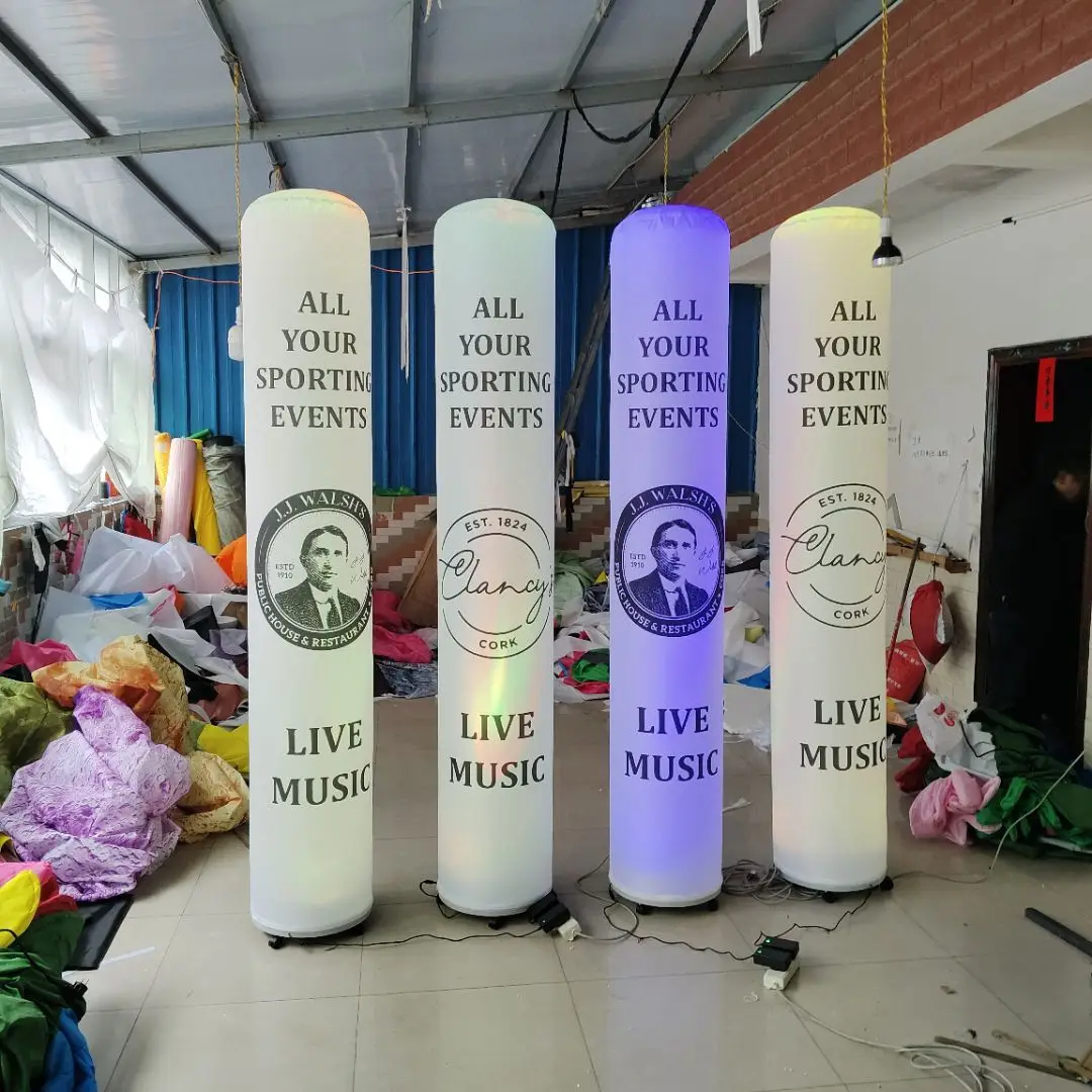 Colonna gonfiabile colorata personalizzata per pilastri LED Oxford da 2,2 m H con faretti LED a 16 colori che cambiano per la decorazione scenica