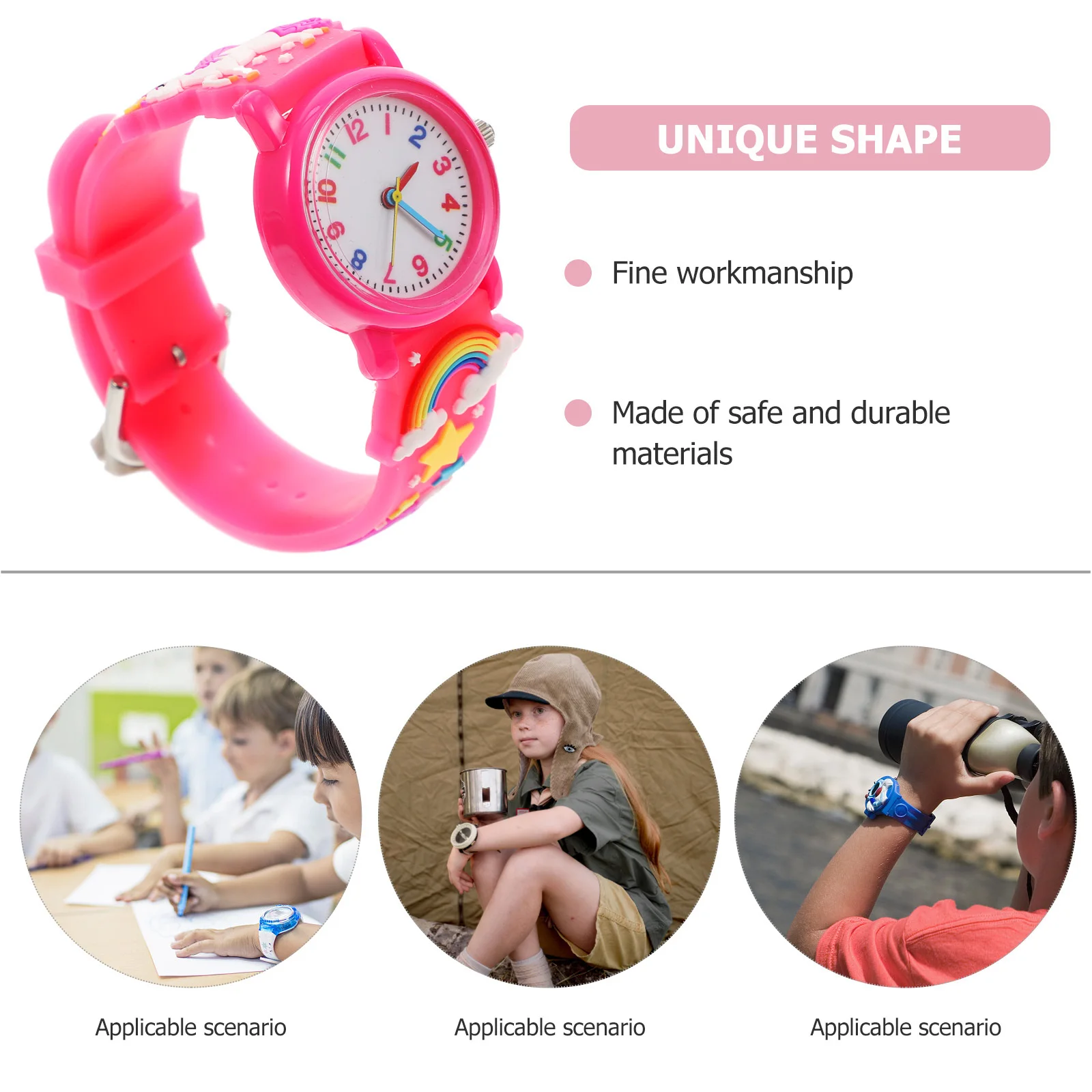 1 قطعة ساعة يد كرتونية قابلة للتعديل من السيليكون مقاومة للماء للساعة #4