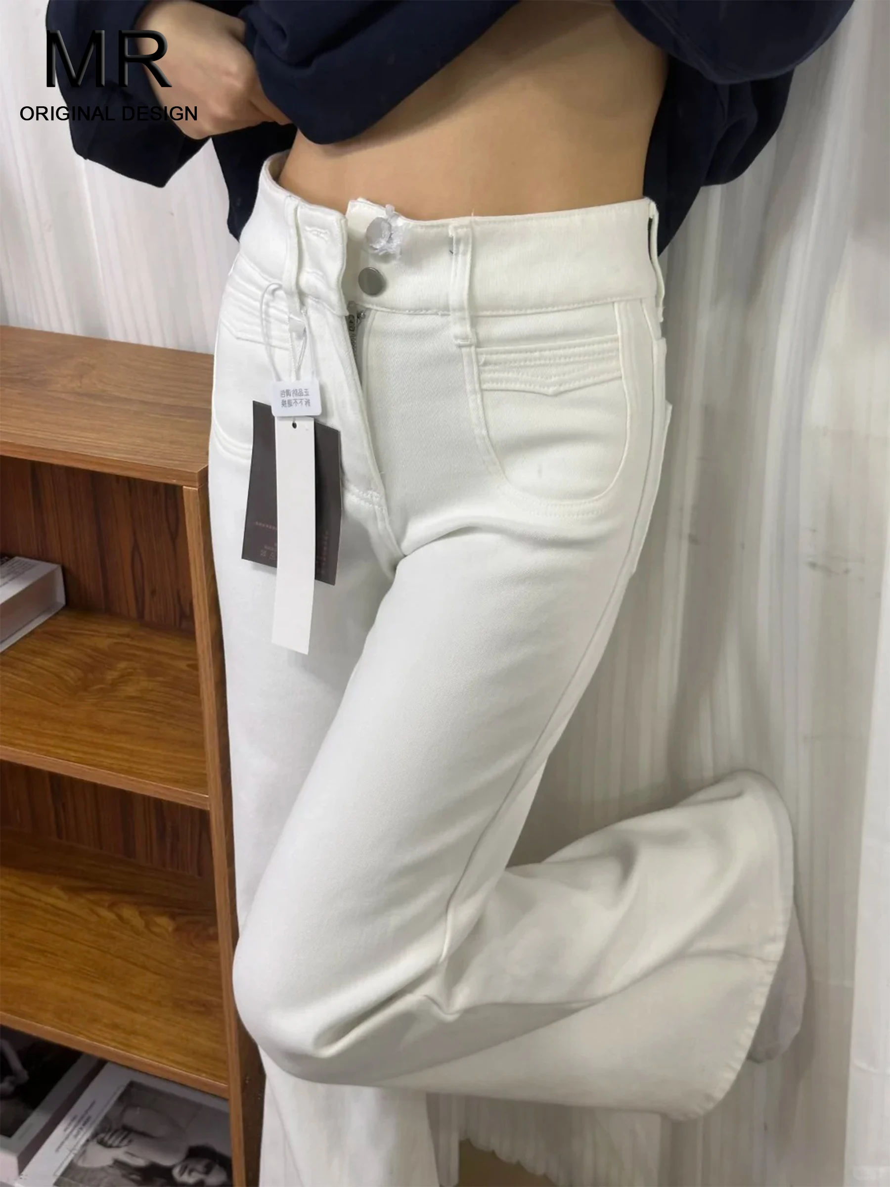 

Джинсы-клеш с высокой талией, женские модные облегающие джинсы в американском стиле, весенне-летние повседневные светло-голубые джинсы