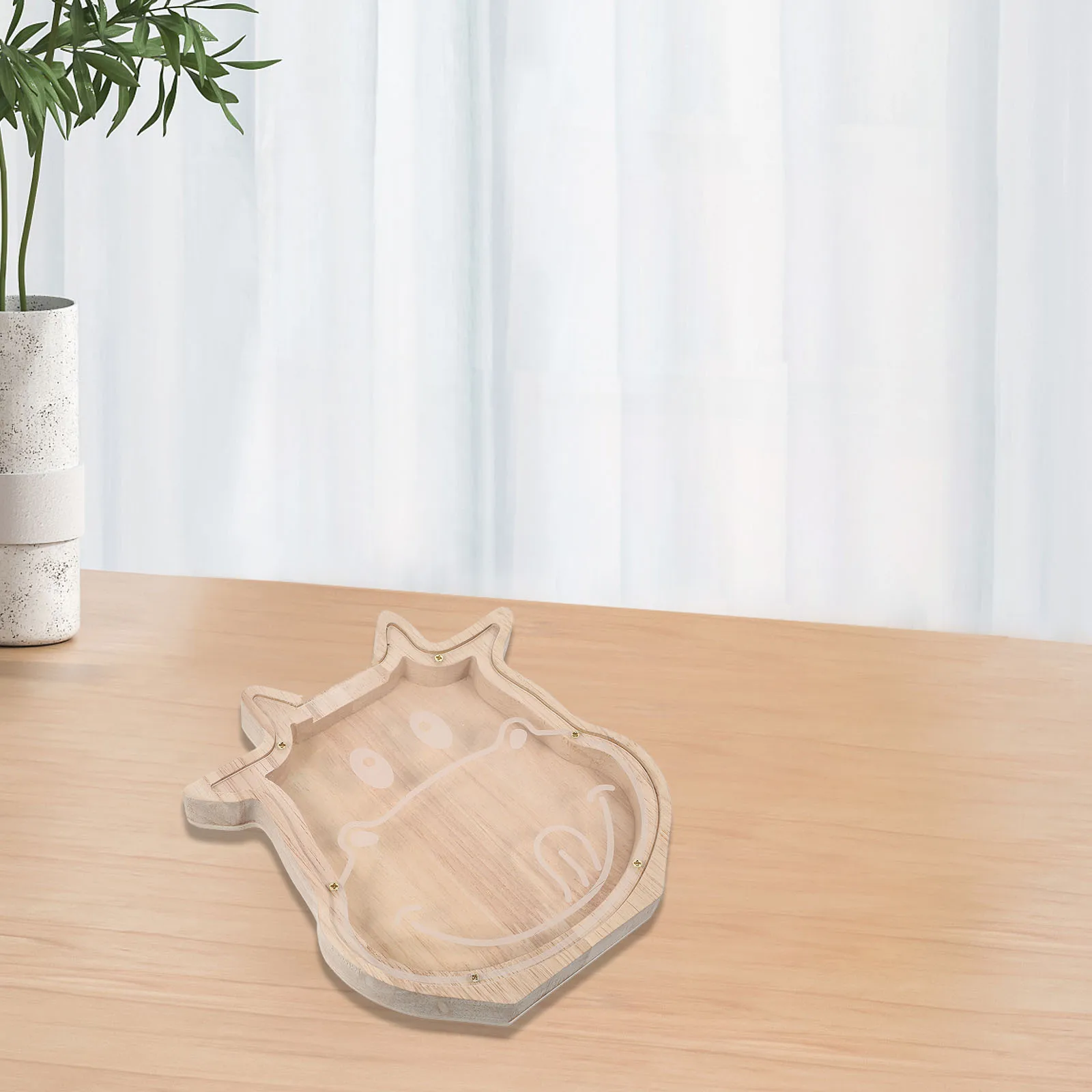 الكرتون البقرة عملة البنك سعة كبيرة خشبية الحيوان حصالة على شكل حيوان للأطفال الزخرفية صندوق توفير المال زخرفة سطح المكتب