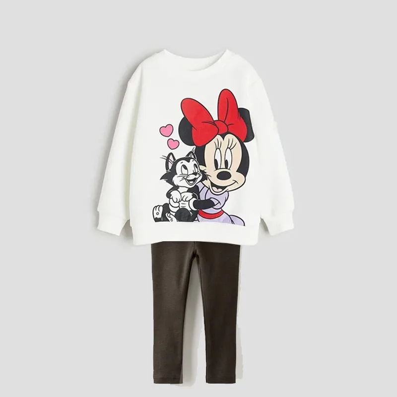 Brand Toddler Girl Clothes Disney Minnie Mouse Sweatshirt Long Sleeve Top +legging Children 0-6years Clothing Suit For Girl