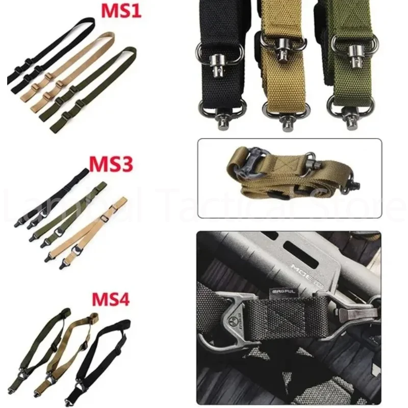 Smycz do karabinu MS2 MS4 z systemem szybkiego odłączania, smycz taktyczna MS3 z pojedynczym punktem mocowania, z podstawą QD, do użytku na zewnątrz, pojedynczy lub podwójny punkt mocowania, lina — 2