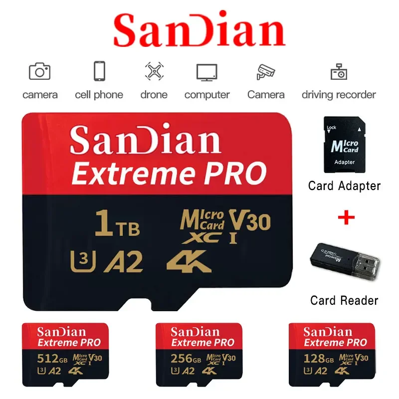 Tarjeta de memoria micro sd de 1TB, minisd de alta velocidad de 512GB, 128gb, Clase 10, 256GB, para smartphone/pc/cámara, 100% original