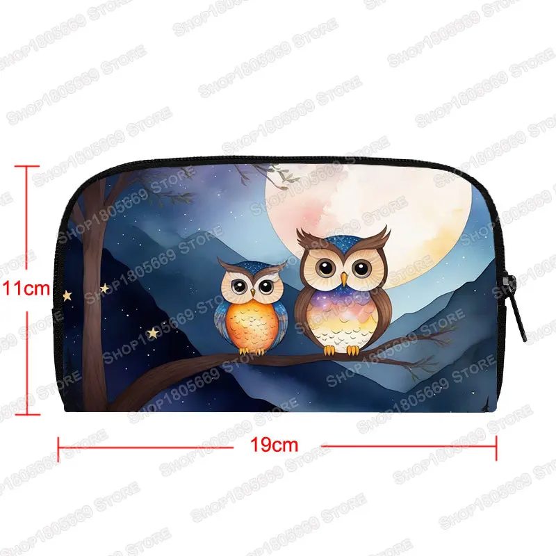 Cute Bird Owl Print Wallet Colorful Owl Moon Painting Coin Money Bag ID Credit Card Phone Holder Long Wallets Zipper Pouch Gift