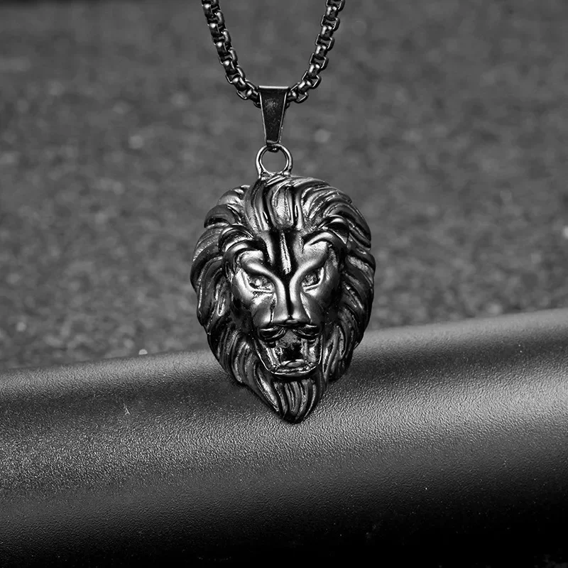 

Stainless Steel Lion Head Necklaces Pendant Mens Gold Color Hot Link Chain & Pendant Punk Jewelry For Man Male