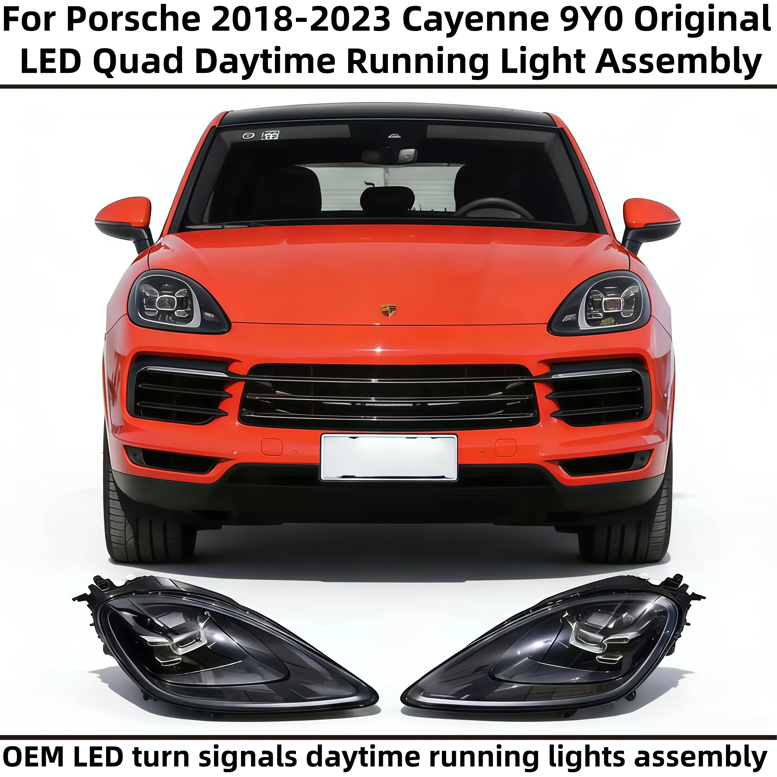 

For Porsche 2018-2023 Cayenne 9Y0 Original LED Quad Daytime Running Light Assembly