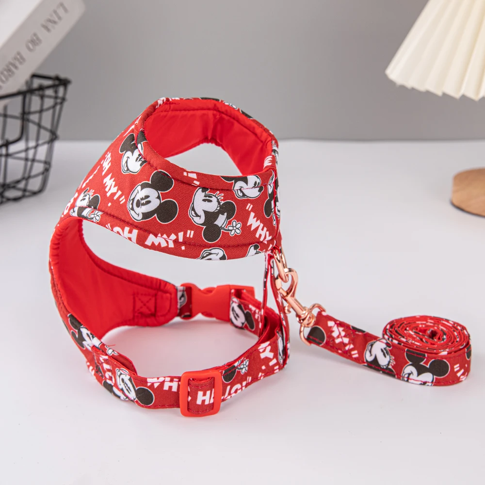 Disney Army Green Camouflage Dog Leash Set Spring and Summer Dog Accessories Separable Cotton Dog Collar Dog Harness