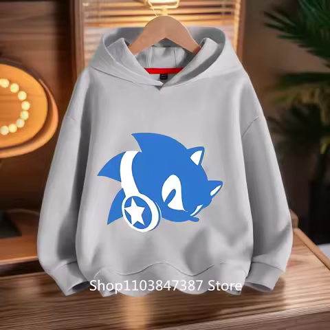 New Children's Sports Sonic The Hedgehog Hoodie Top Girls Autumn and East Season Clothing Cartoon Sonic Boy Top Gift 2D Printing
