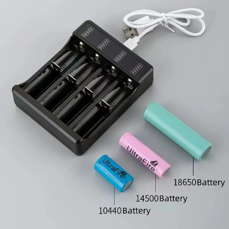 18650 21700 Smart Battery Charger, Fast Charging Box with Rotating Light, Multi Slot for Lithium Battery