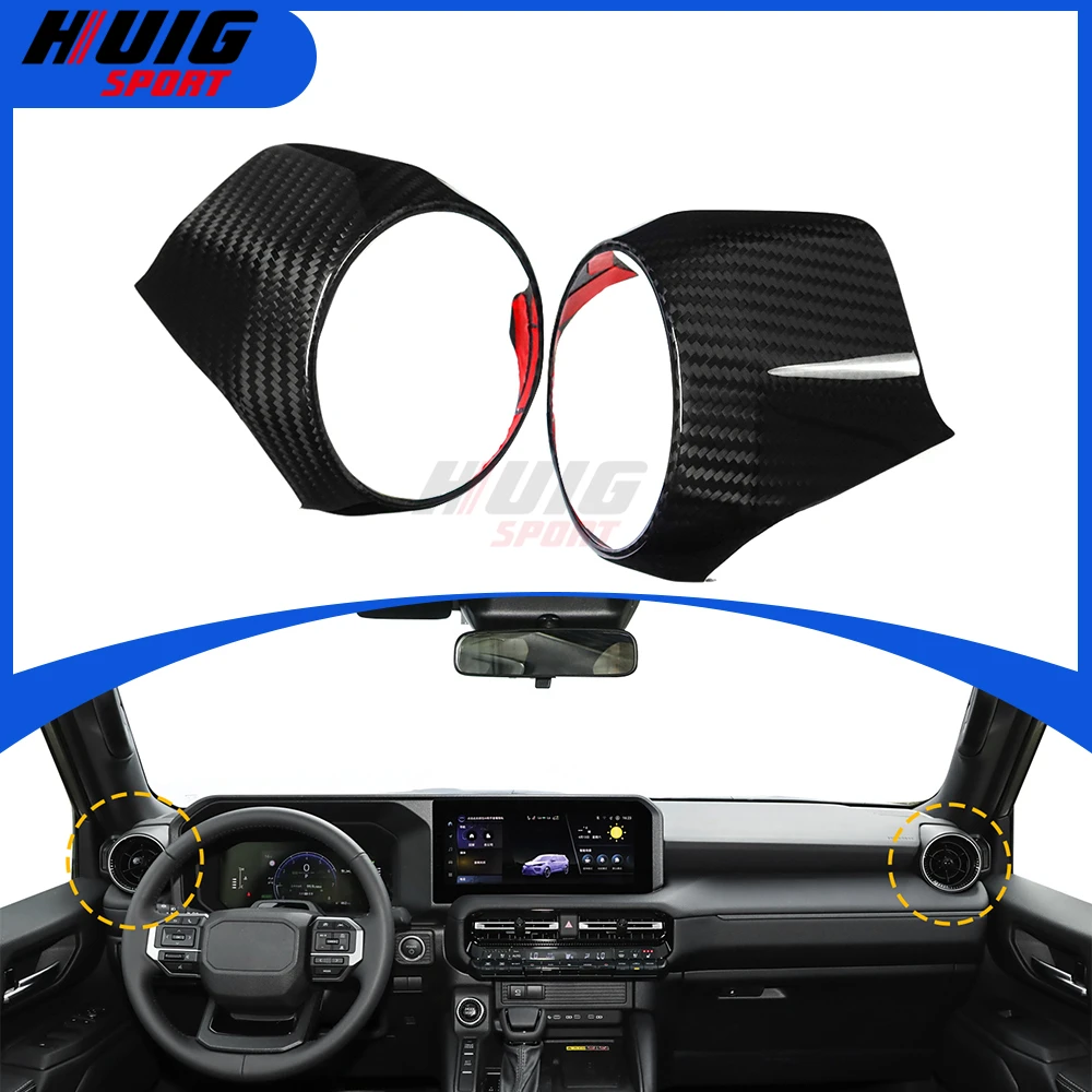 2Pcs Carbon Car Interior Central Side Air Vent Outlet Frame Cover Trim AccessoriesFor Toyota Land Cruiser 250 Prado LC250 2024