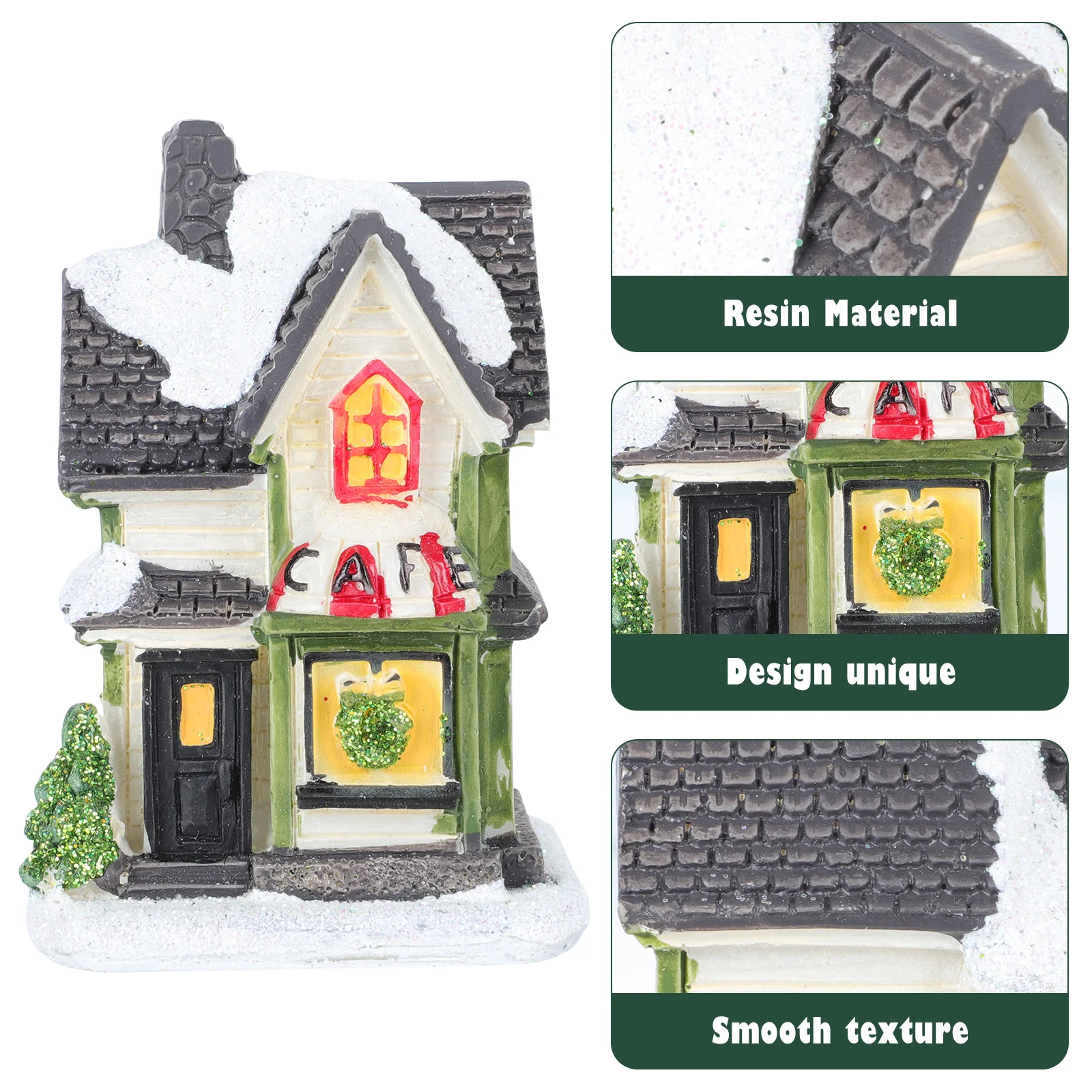 

1Pcs LED Christmas Mini House Shaped Decor Cozy Desktop Ornament Xmas Party Adornment Resin Luminous Landscape Decor