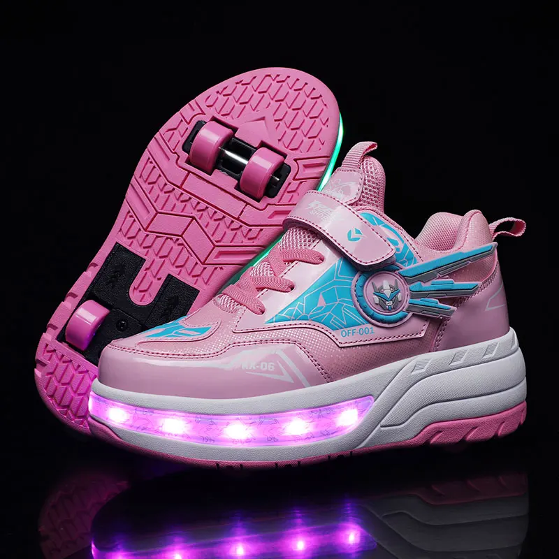2024 The latest roller skates children\'s outdoor high quality wheel shoes removable flash roller skates