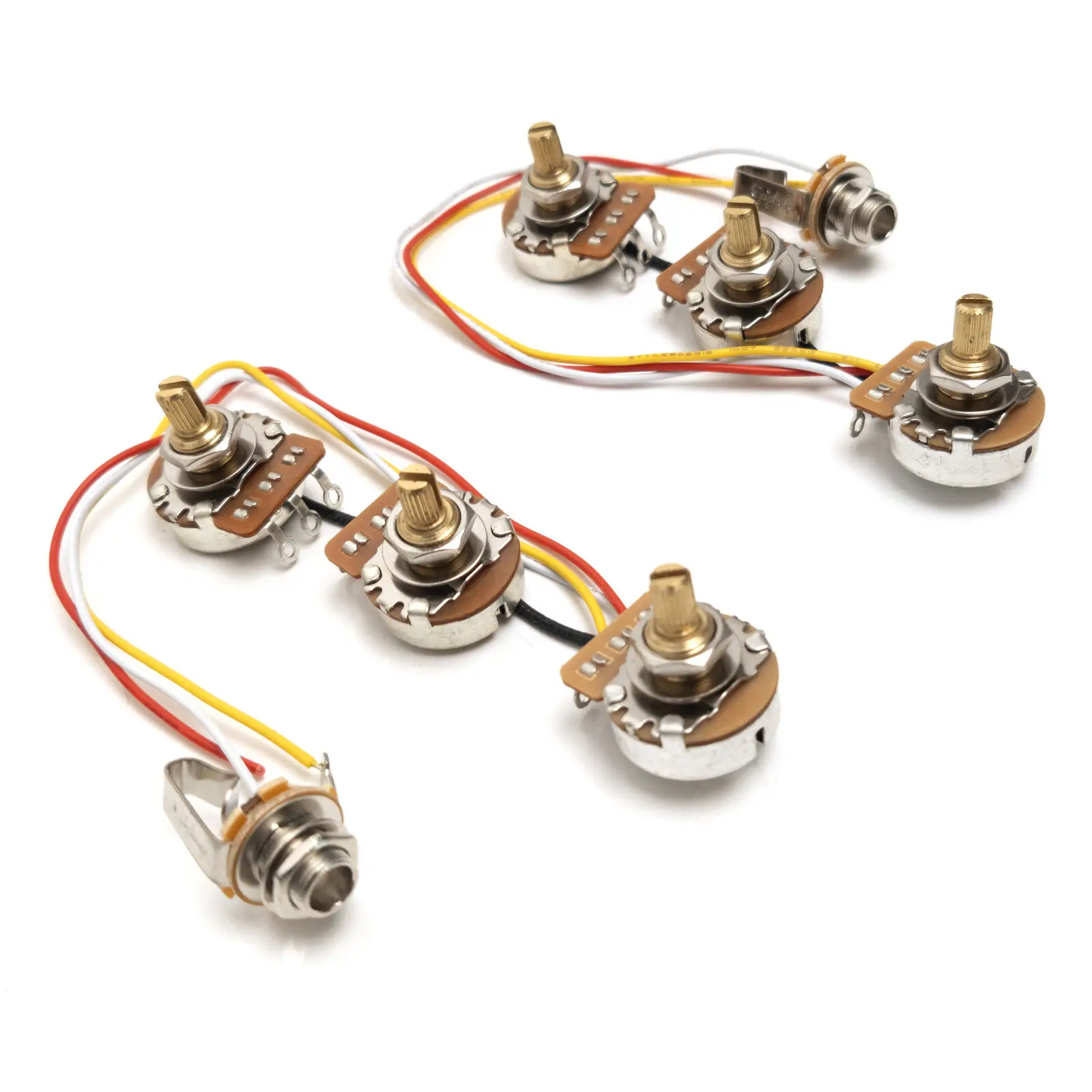 

Wiring Harness Prewired Kit For Bass Copper Shaft 250K Pots 2 Volume 1 Tone Bass Guitars Replacement Parts
