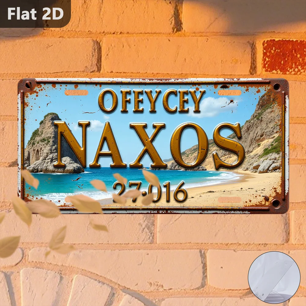 Placa de metal NAXOS Beach, 12 x 5,9 polegadas, estilo retrô, decoração de parede externa.