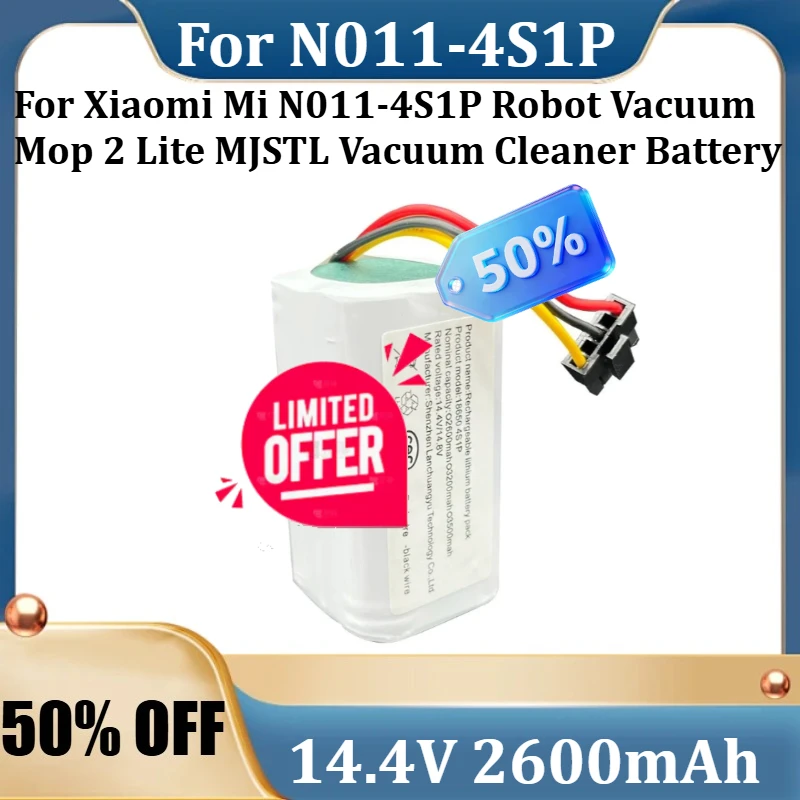

For Xiaomi Mi N011-4S1P Robot Vacuum Mop 2 Lite MJSTL Vacuum Cleaner Battery New 14.4V 2600mAh Rechargeable Li-ion Battery