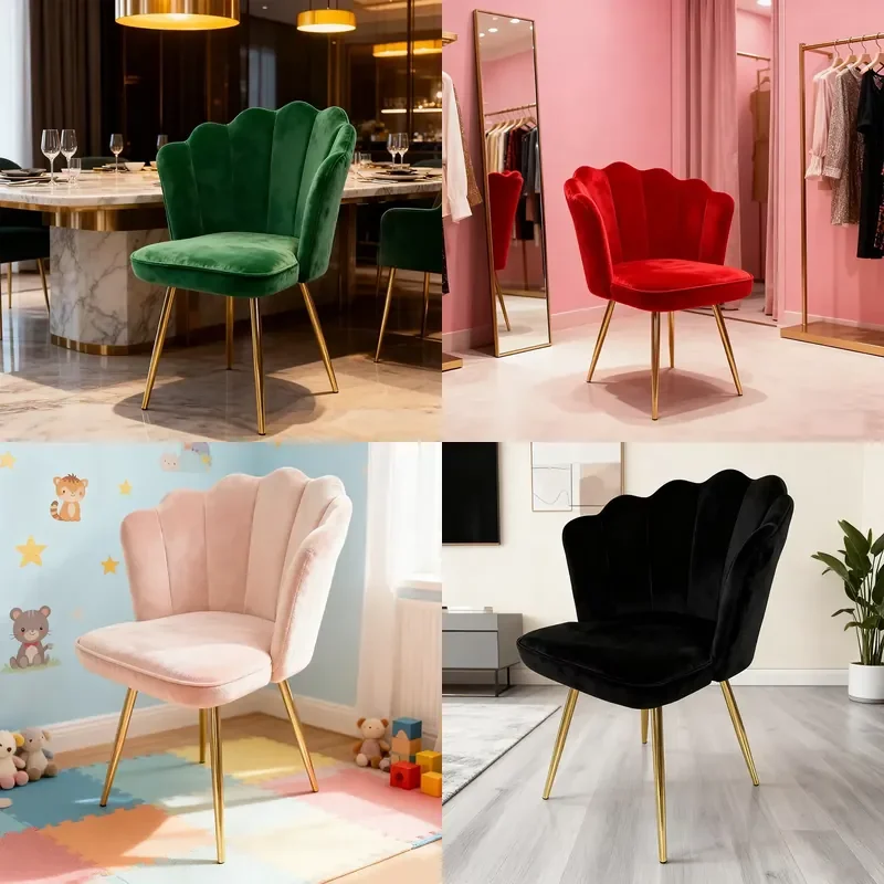 durable Quality Gold Metal Modern Fabric Leisure Chairs for Home Furniture Dining Rooms