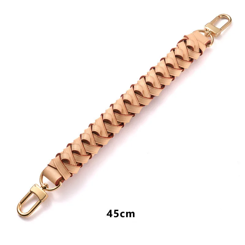 Real Vachetta Braided Handle Strap For Designer Women Handbag Lady Bucket Bag Purse Tote Oxidized Patina 45cm