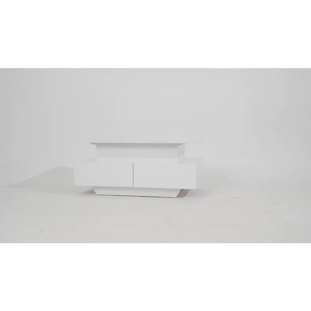 Table basse relevable à haute brillance avec lumières LED et table de cocktail à 4 tiroirs