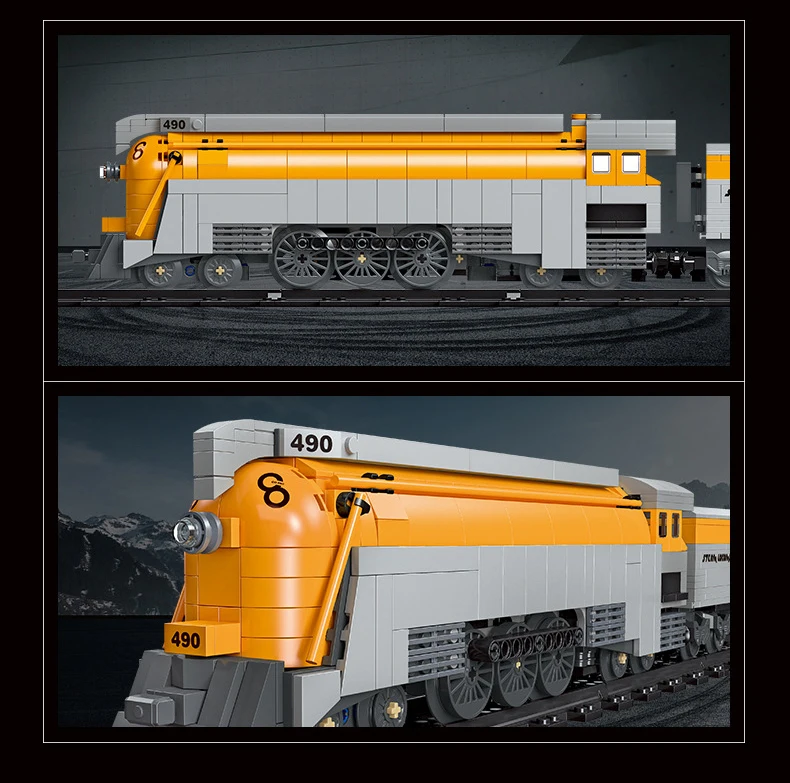 Idea CO490 Baustein-Eisenbahn-Zug-Konstruktionsset, klassische Dampflokomotive, Lernspielzeug, Sammlerstücke, ideal als Geschenk. – Detail 6
