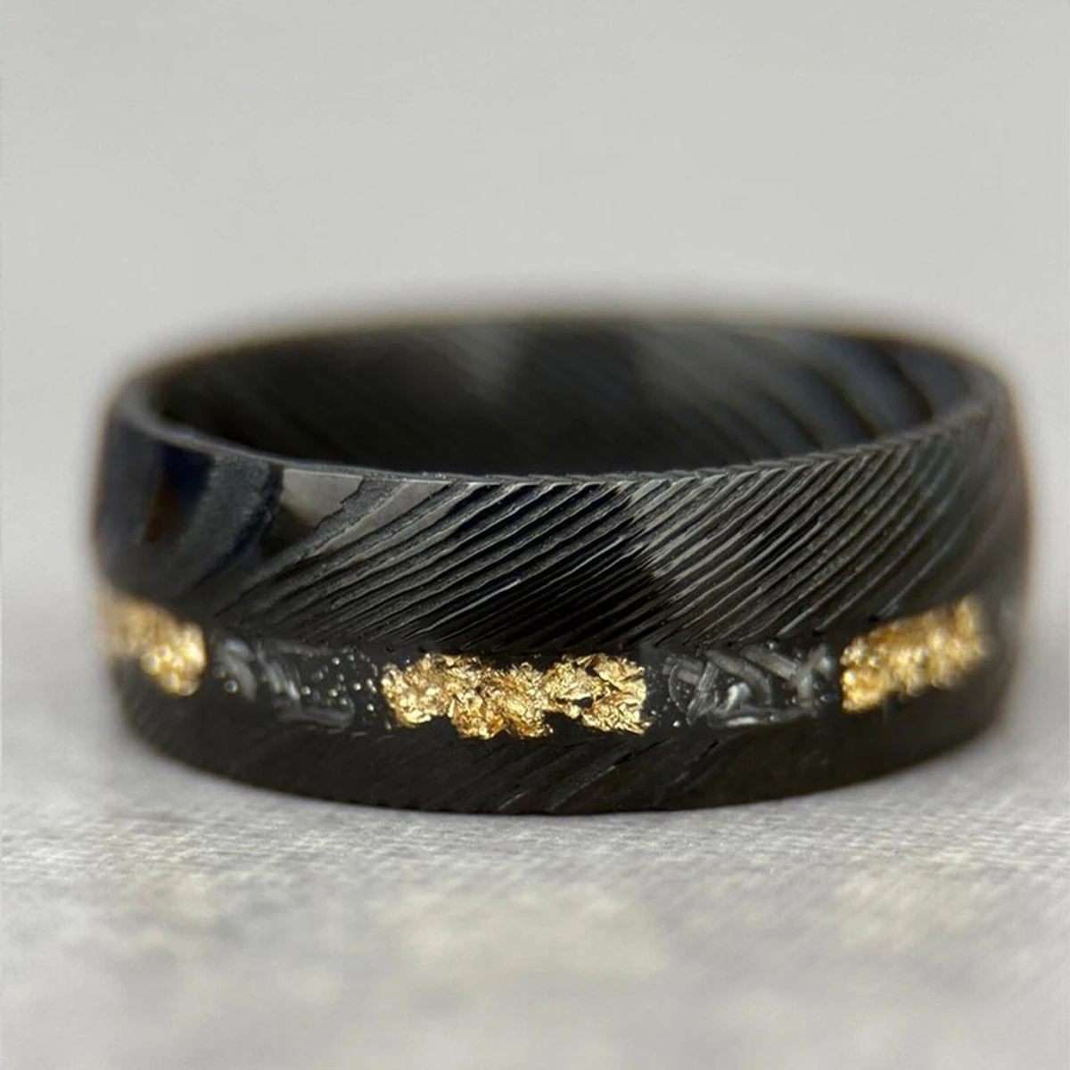 8MM Schwarzer Damaszener Ring für Herren Anillos Bague Homme Verlobungsring Mode-Schmuck Eheringe Paar-Verlobungsringe – Detail 8