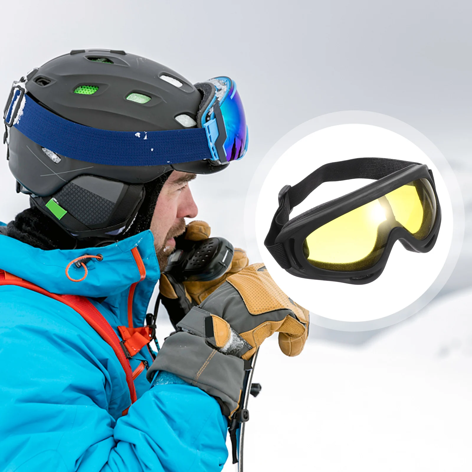 

1pc Ski Goggles PC Eyeglasses Windproof Sports Eye Protection Desert Yellow Lightweight Durable Multifunctional Outdoor Cycling