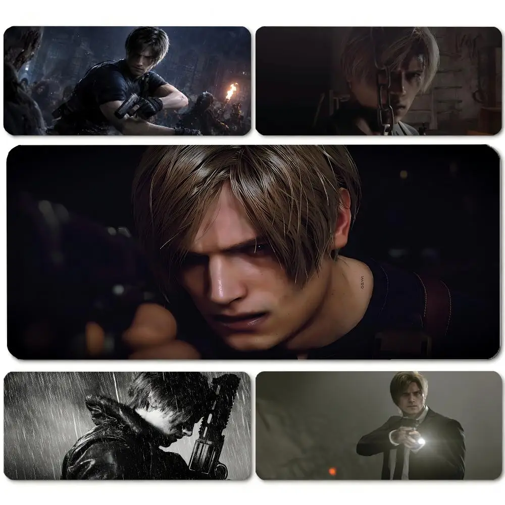 game Resident Evil Leon Mouse Pad MousePad Stitched Edge Waterproof Desk Mat Anti‑Slip Rubber Base for PC Laptop Gaming Office