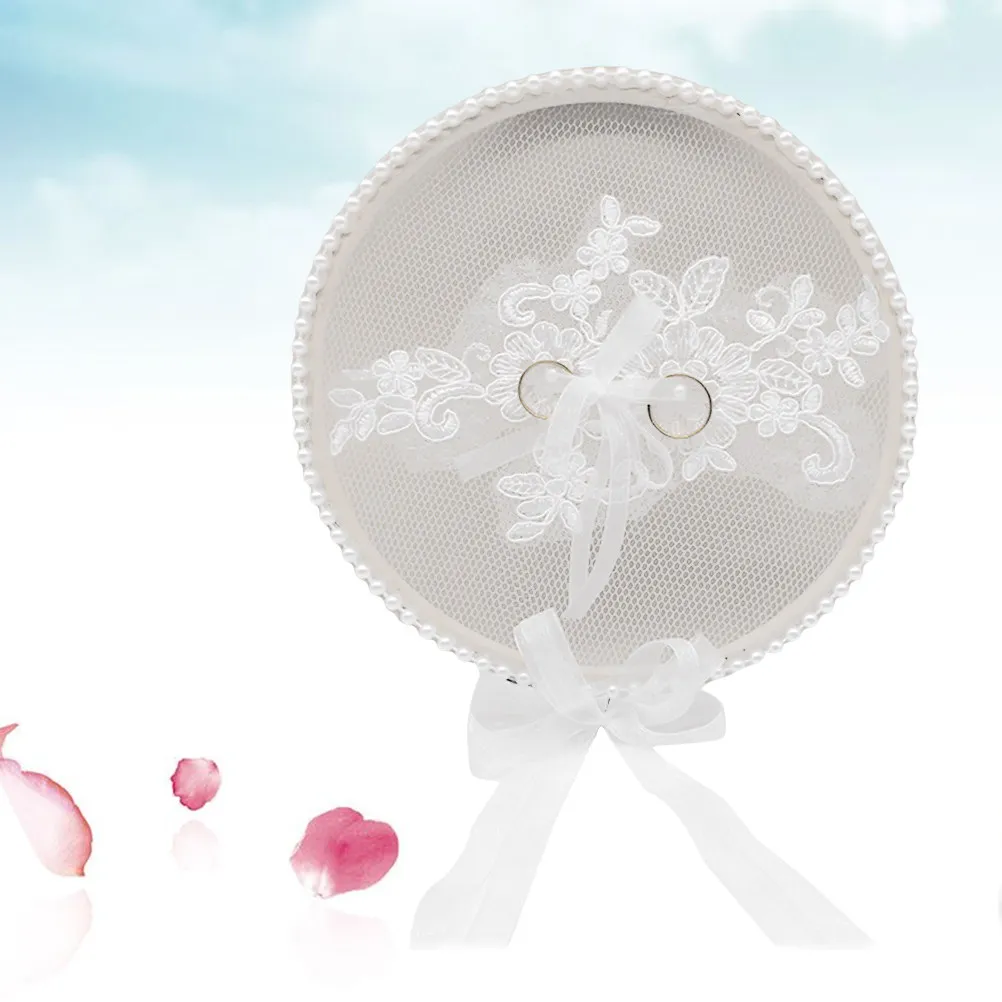 

Luxury Lace Ring Bearer Pillow for Wedding Exquisite Flower Embellished Cushion Bride Accessories Bridal Ring Holder