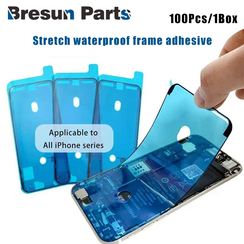 BRESUN 100pcs LCD Display Screen Frame Adhesive Tape For iPhone 14 Plus 13 12 11 Pro Max X XS Waterproof Seal Sticker Fix Parts