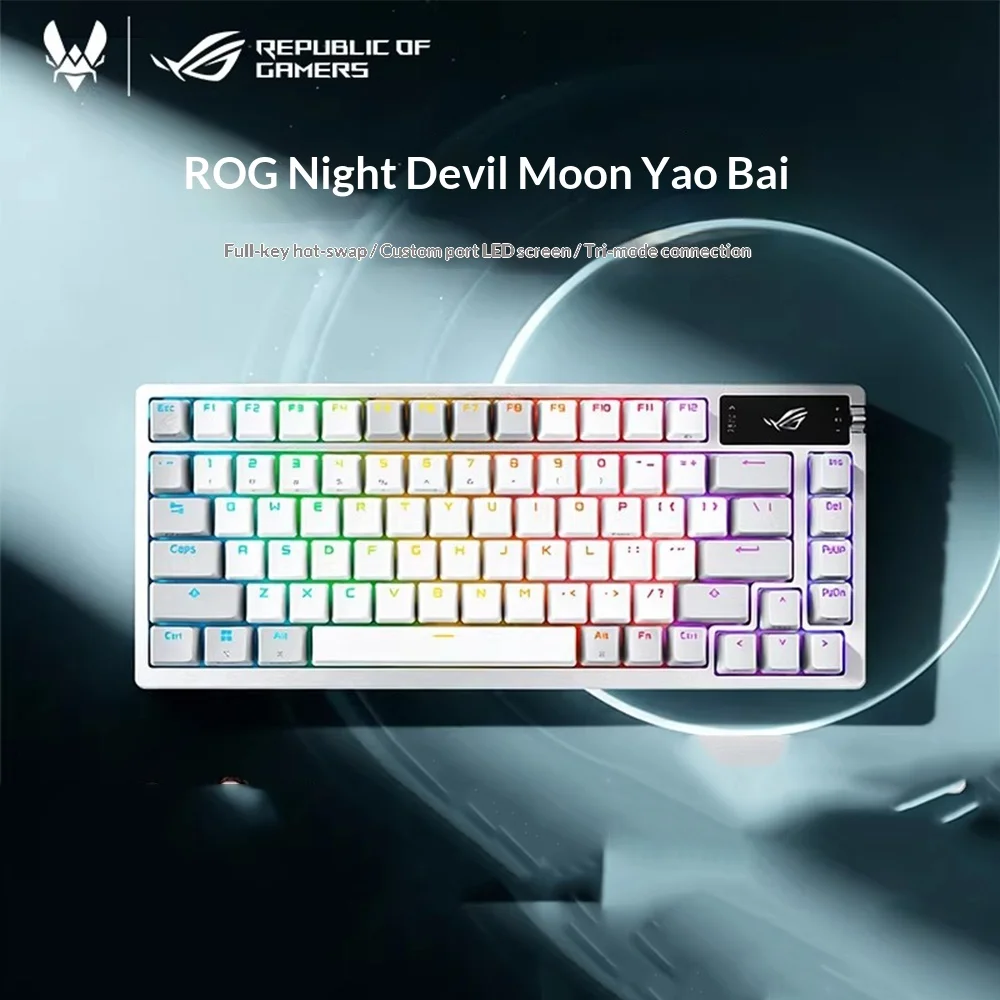 ROG Azoth Mechanical Keyboard Oled Display Screen Control Three Mods Low Delay RGB Keyboard Gasket Hot Swap Pc Accessories Gift