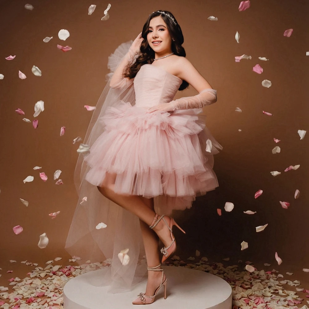 Robe de soirée de luxe à une épaule en tulle bouffant à volants superposés, robe de bal de promo, robe de soirée formelle mi-longue extra moelleuse