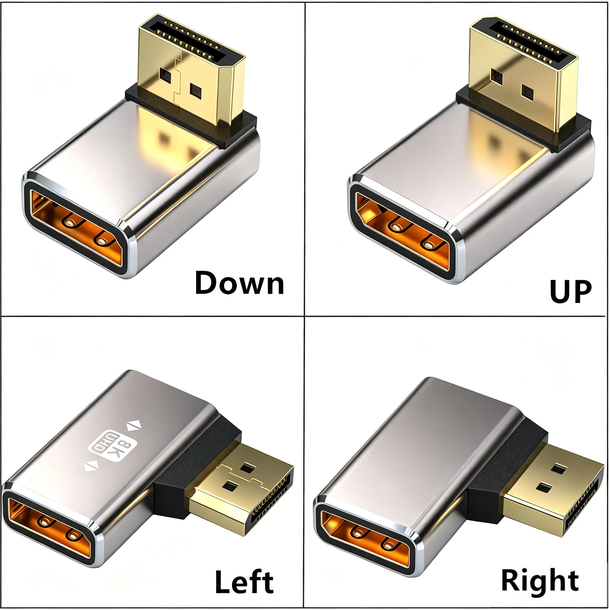 Gold-Plated Display Port DP1.4 Adapter 8K@60Hz 4K@144Hz HDR Video Alloy Shell DP Cable Extender for Desktop Computer Monitor
