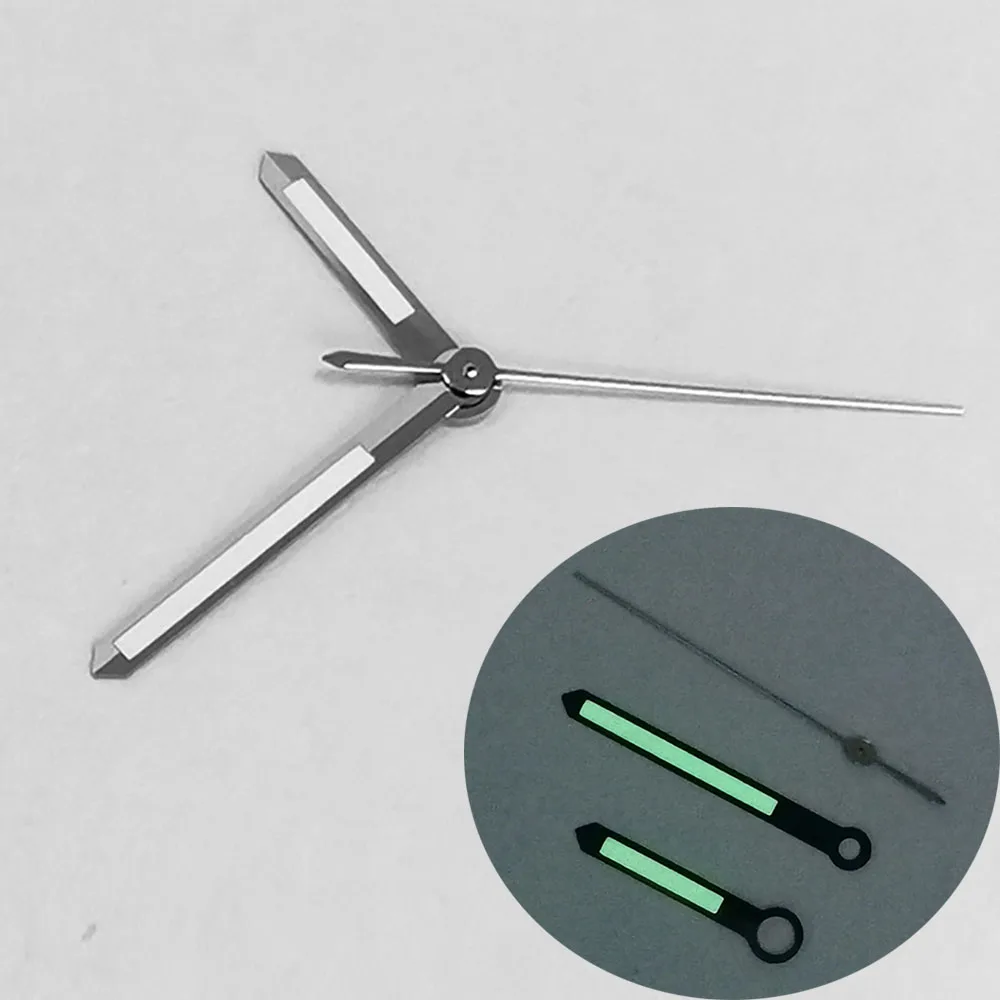 NH35 Hands Green Luminous Watch Hands for NH35 NH36 Movement 9mm*13mm*13.5mm Sliver Watch Pointers 3Pin Needles Accessories