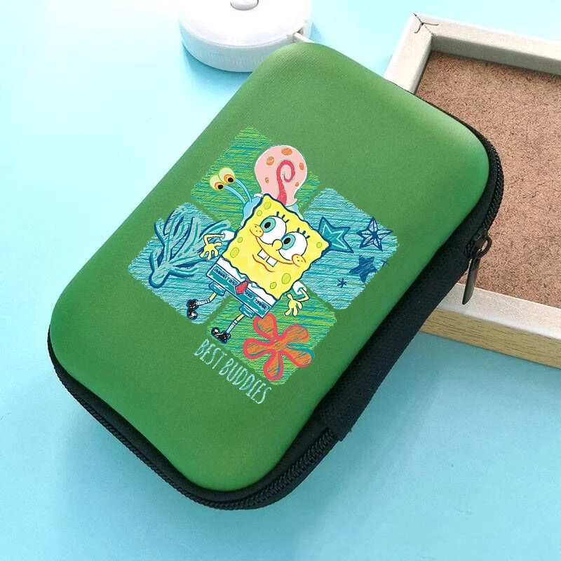 SpongeBobs Card Storage Bag Cartoon Anime Hot Game Printed Data Cable Coin Purse Anti-Stress Travel Portable Headphone Packet Gi