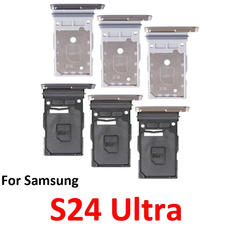 For Samsung Galaxy S24 Ultra S928 S928B Phone New Housing Chip SIM Card Tray Slot Holder Pocket Parts Single Dual SIM Black